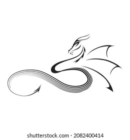 abstract black dragon,  vector artwork