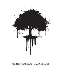 Abstract Black Dripping Pattern with Grunge Texture