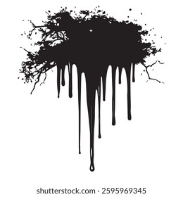 Abstract Black Dripping Pattern with Grunge Texture