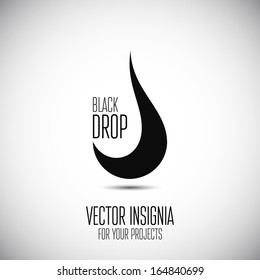 Abstract black drop icon. Vector illustration