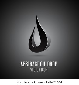 Abstract black drop icon. Vector illustration