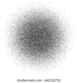 Abstract black dust of round shape isolated on white background. Spraying of fine particles. Vector illustration. EPS 8