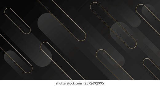 Abstract black dynamic background with gold lines. Elegant modern wallpaper. Geometric vector illustration. Suitable for templates, sale banners, events, ads, web and pages