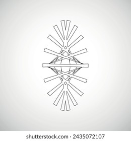 Elemento negro abstracto aislado sobre fondo blanco para decorar. Logo. Forma radiante. Vector