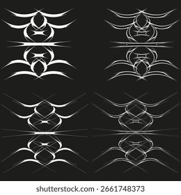 Elementos negros abstratos. Formas de arte. Conjunto de padrões geométricos. Vetor de contorno moderno. EPS 10.