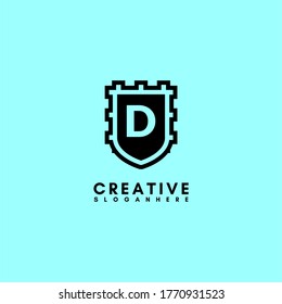 abstract black emblem D logotype concept design 