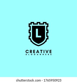 emblema negro abstracto Diseño del logotipo L 