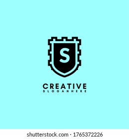abstract black emblem S logotype concept design 