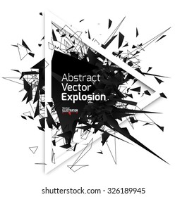 Abstract Black Explosion With Frame. Concept For Dubstep Music Graphic Design. Vector Illustration.