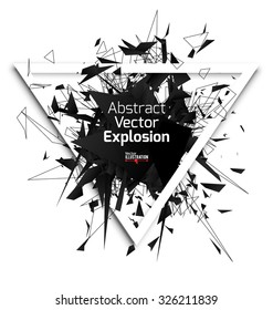 Abstract black explosion with frame. Concept for dubstep music graphic design. Vector illustration.