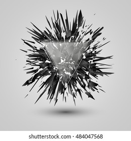 Abstract Black Explosion. Geometric Background With Triangle. Vector Illustration