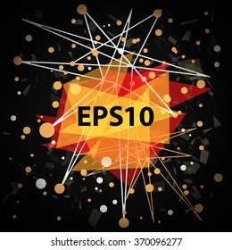 Abstract black explosion with geometric dot and lines. Modern Grunge Vector EPS10 background illustration.
