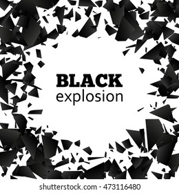 Abstract black explosion on a white background.