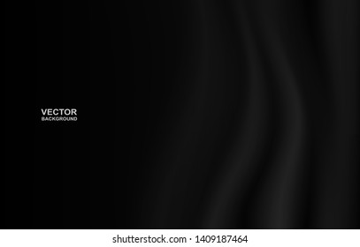 Abstract . black fabric wavy folds background .light and shadow .Vector.