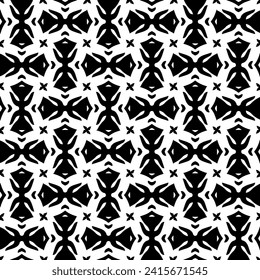 Resumen de figuras negras en un fondo blanco. Textura perfecta para la moda, el diseño textil, sobre papel de pared, papel de envoltura, tejidos y decoración casera. Patrón de repetición simple.