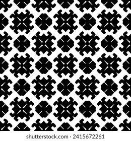 Abstract black figures on a whire background. Seamless texture for fashion, textile design,  on wall paper, wrapping paper, fabrics and home decor. Simple repeat pattern.