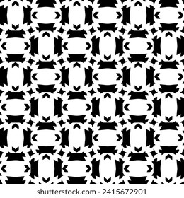 Abstract black figures on a whire background. Seamless texture for fashion, textile design,  on wall paper, wrapping paper, fabrics and home decor. Simple repeat pattern.