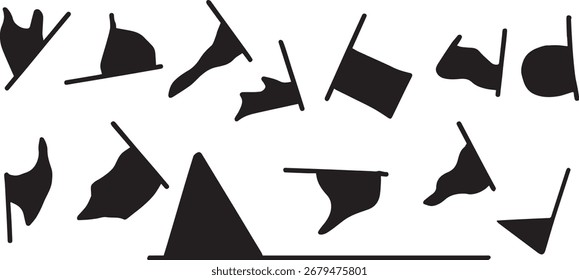 Vector negro Abstractas de la silueta del patrón al azar de las Formas de la bandera en el fondo blanco