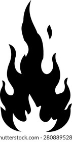 Abstract black flame silhouettes rising on white background tall central tongues with curved edges and smaller flickers. Vector illustration