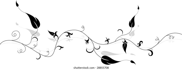 abstract black floral background - vector