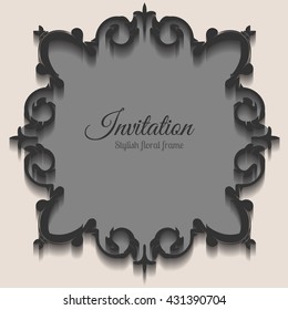 Abstract black Floral frame. Vector illustration
