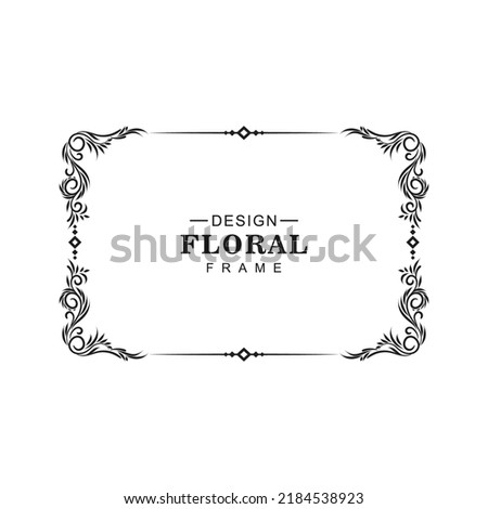 Abstract black floral frame. - Vector