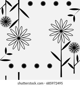 Abstract  black floral on white background.