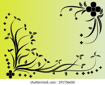 abstract  black  flower arrangement in the form of border angle