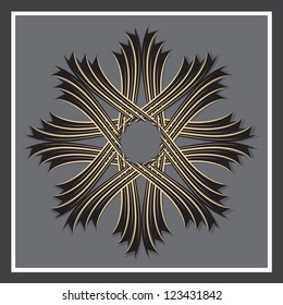 Abstract black flower ornament vector illustrations.