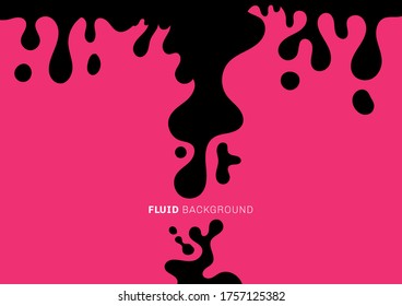 Resumen el líquido negro o las ondas dinámicas líquidas caen sobre el fondo rosado. Estilo minimalista. Ilustración del vector