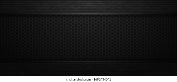 Abstract black frame with parallel stripes and polygons on background. Modern design with borders pattern vector illustration.