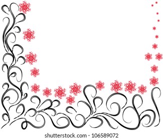 abstract black frame for you design with red flowers