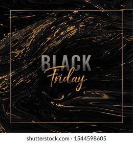 abstract black friday background with golden marble texture