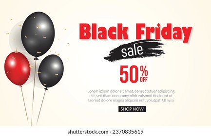 abstract black friday banner with black red ballon art.