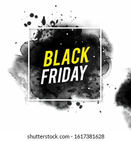 Abstract black friday ink splash banner, design for banner background, promotion sales, vector illustration, watercolor background