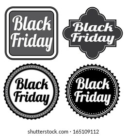 abstract black friday labels on a white background