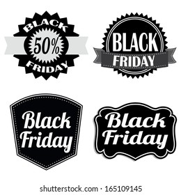 abstract black friday labels on a white background