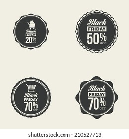 Abstract black friday labels on a white background