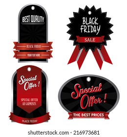 abstract black friday labels on a white background