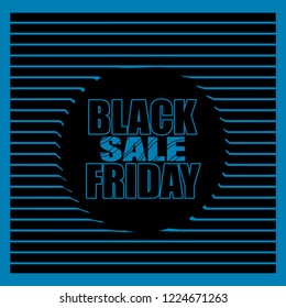 Abstract black friday logo in circle. Linear style sale poster. Blue and black vector banner illustration.