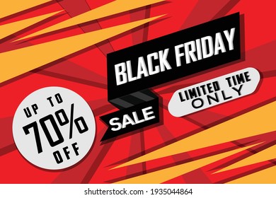 abstract black friday sale banner limited time only up to 70% vector template