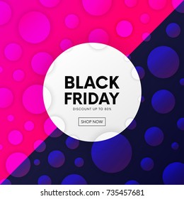 Abstract Black Friday vector banner. Funny backdrop with bubbles.