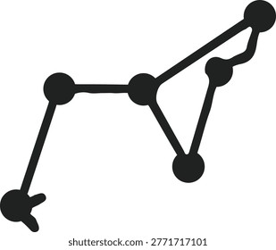 Abstract black galaxy path representing a star constellation or celestial map trajectory isolated on white background for astronomical and cosmic designs.