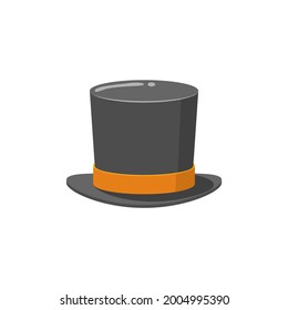 Abstract Black Gentleman Top Hat Cap For Man Or Woman Cartoon Icon Illustration Symbol Logo Headdress Flat Vector Design Style