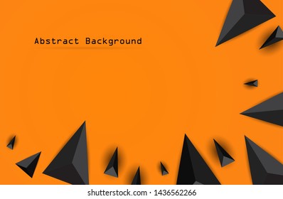 Abstract Black geometric 3D background. Vector Illustration on Orange background.