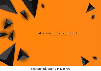 Abstract Black geometric 3D background. Vector Illustration on Orange background.