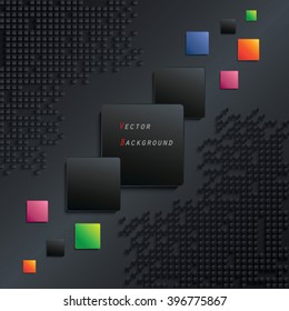 Abstract black geometric background with color squares (can be used in web design, cover design, book design, website background, advertising)