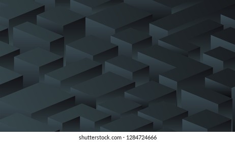 Abstract black geometric background with cubes, business background, black blocks