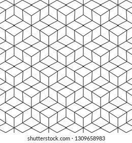 Abstract black geometric background with cubes on white background. Geometrical concept with lines. Vector pattern.