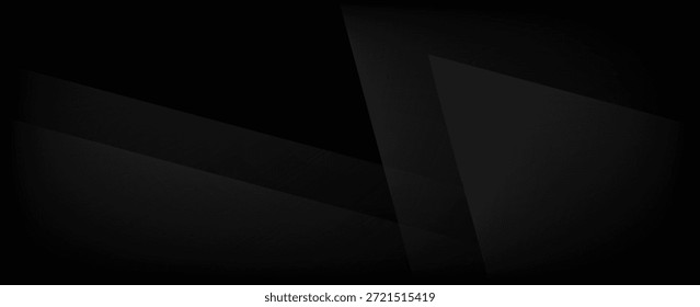 Abstrakter schwarzer geometrischer Hintergrund mit dunklem Farbverlauf und überlappenden Ebenen. Modernes Trenddesign in Vektorgrafik